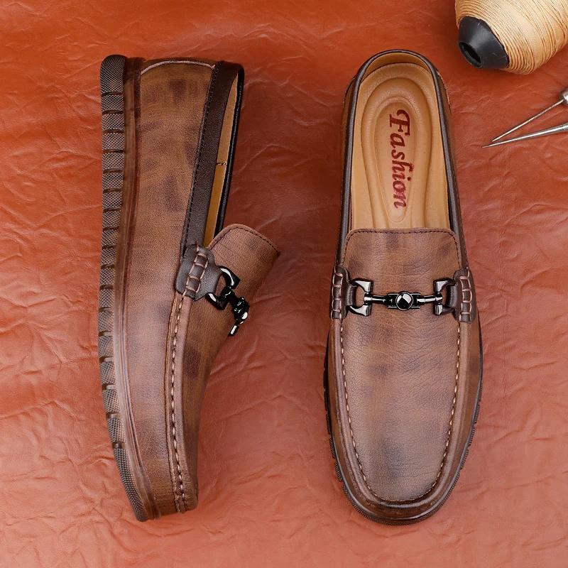 Neue Slipper Sommer Bequem Echtes Leder Herrenschuhe Leichtgewichtige Slipper Fahrschuhe für Herren Freizeitschuhe Business Mokassins