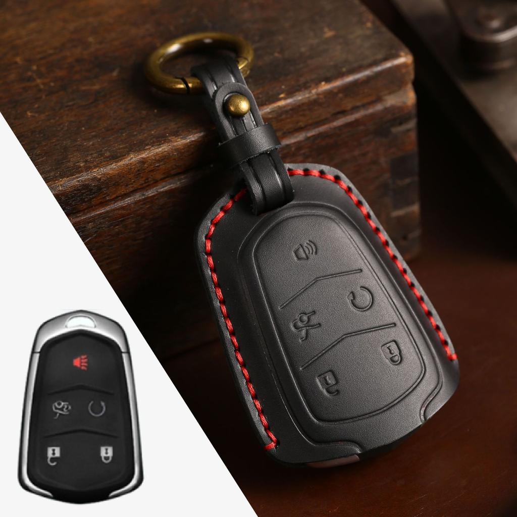 Car key cover is suitable for Cadillac key case CT4 genuine leather xt4 Crazy Horse leather car key cover purely handmade