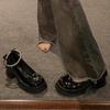 Pearl small leather shoes women's spring and autumn 2025 new platform with skirt high heel single shoes thick heel French Mary Jane shoes