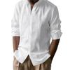 Men Solid Linen Stand Collar Casual Loose Long Sleeve Breathable Shirt