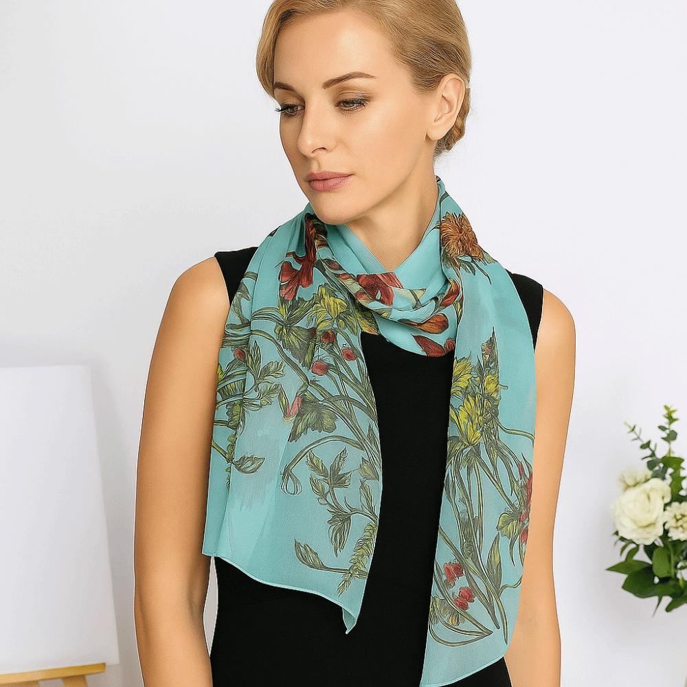 Sun-Resistant Silk Scarf Breathable Long Wraps Durable Bandana for Women