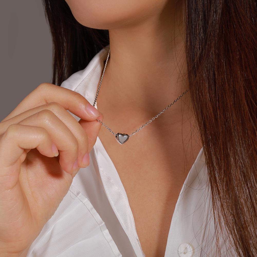 Heart-Shaped Korean Necklace: Elegant, Sweet, Colorfast, Versatile, Washable, Beloved Collarbone Chain