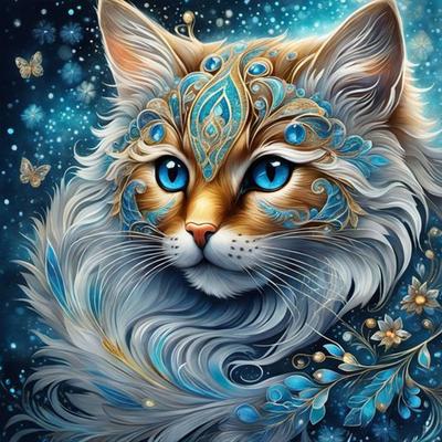 5D DIY Full Round Drill Diamond Painting Gem Cat Kit Home Decor Art Craft30x30cm