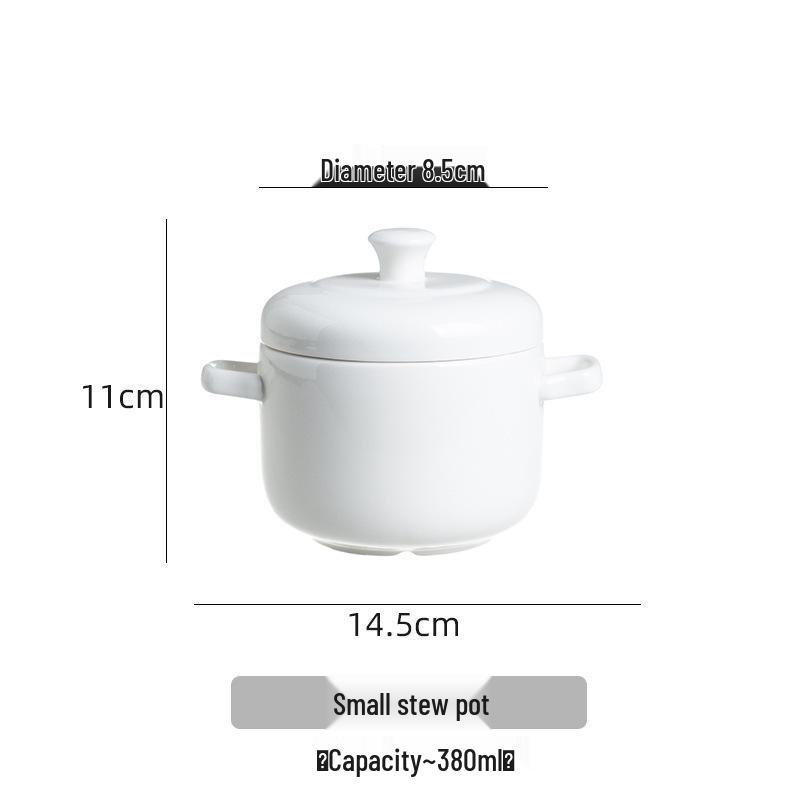 Double-Handed Ceramic Stew Pot Set: Includes Stew Pot with Lid, Double Boiler Pot, Soup Bowl, Bird s Nest Stew Bowl, and Steamed Egg Cup