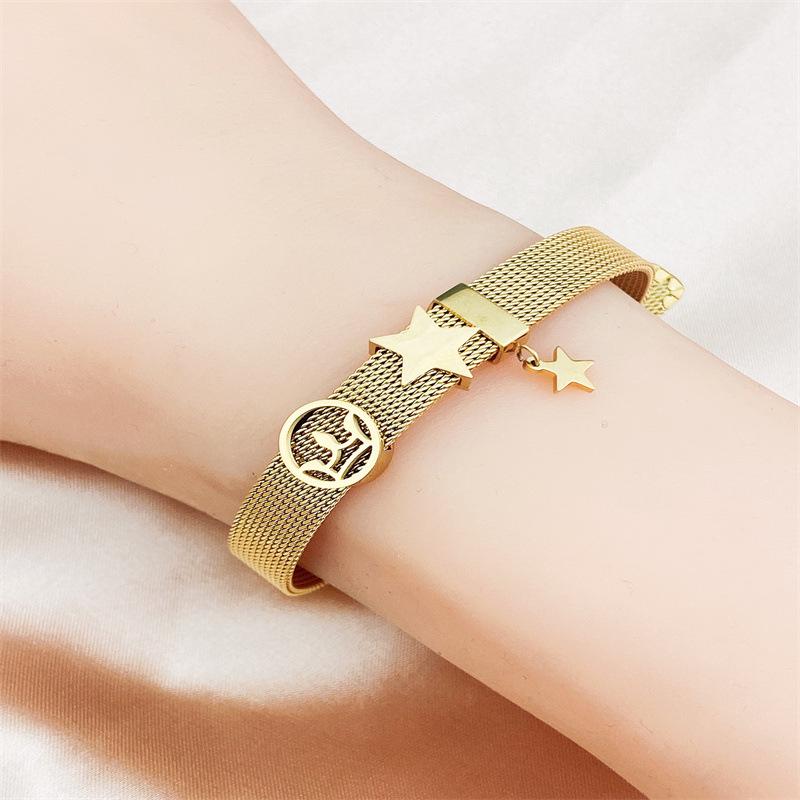 

Браслет-сетка из нержавеющей стали с браслетом-звездой и застежкой-замком