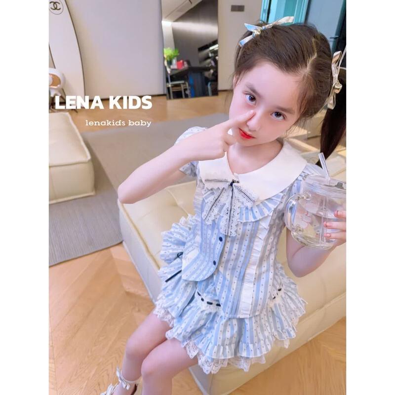 LENAKIDS Dotted Stripe Babydoll Top & Skirt Set 160cm