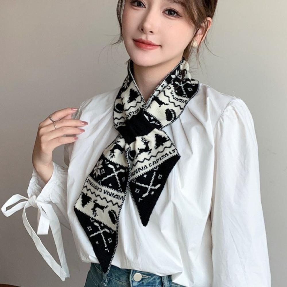 Jacquard Winter Knitted Scarves Korean Style Woolen Neckerchiefs Casual Women Scarf  Christmas