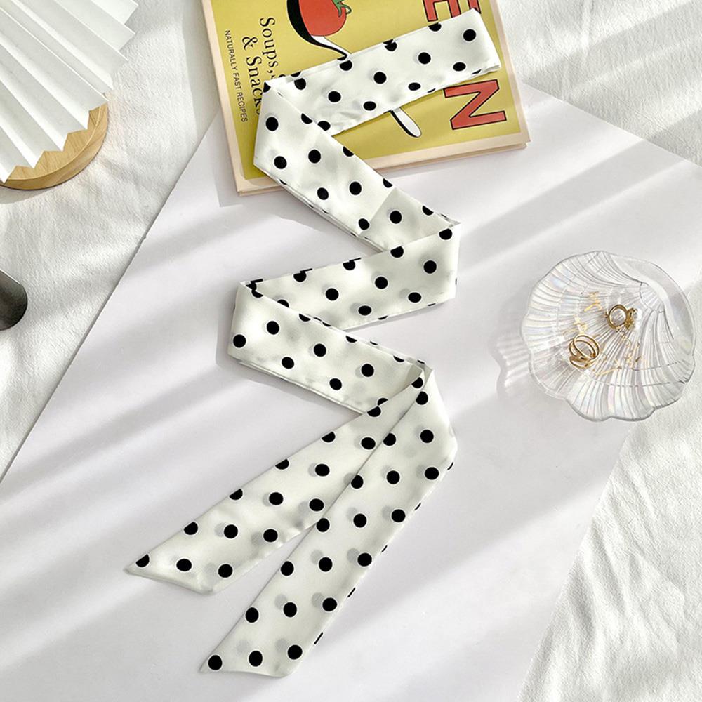 Luxury Ribbon Polka Dot Scarf Satin Hijab Fashion Wraps Hair Bands Ribbon Headband Bandann Polka Dot Scarf Printed Scarf