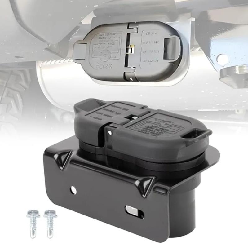 7 Way & 4 Flat Trailer Tow Hitch Wiring Plugs Receptacle Assembly with Mounting Bracket for USCAR Socket