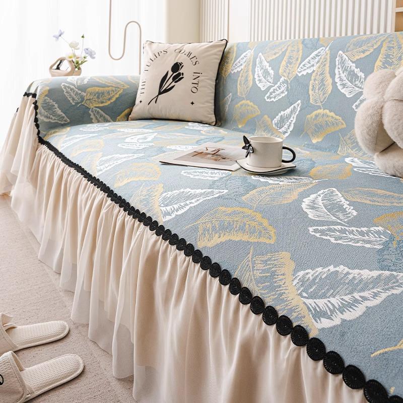 Sommer Eis Seide Sofa Handtuch Blatt Französischer Rock Creme Wind Sofa 2025 Neu Rutschfest Kühl Sofakissen