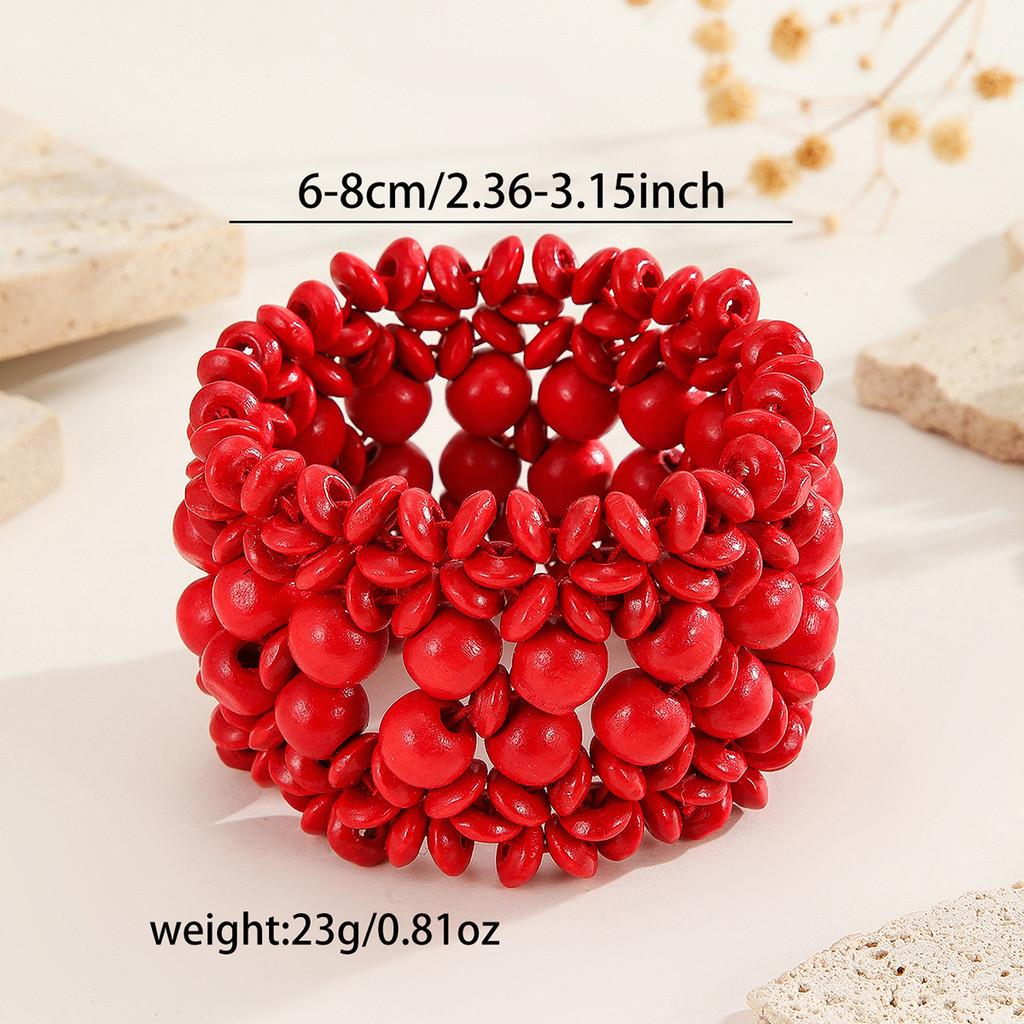 Bead Wooden Bohemian Elastic Bracelet With Round Design Accessories Travel