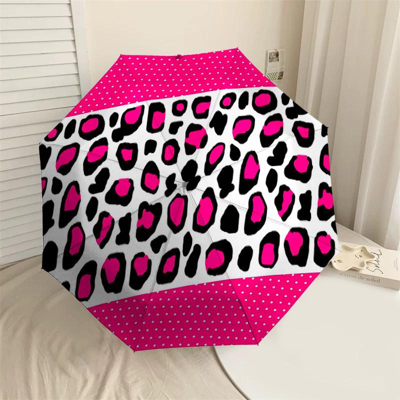 

1PC Cheetah Print Polka Dots Umbrella-8-Rib Reinforced, Automatic Open, Lightweight & Durable, Cute Fashion Accessory for Outdoor-T388