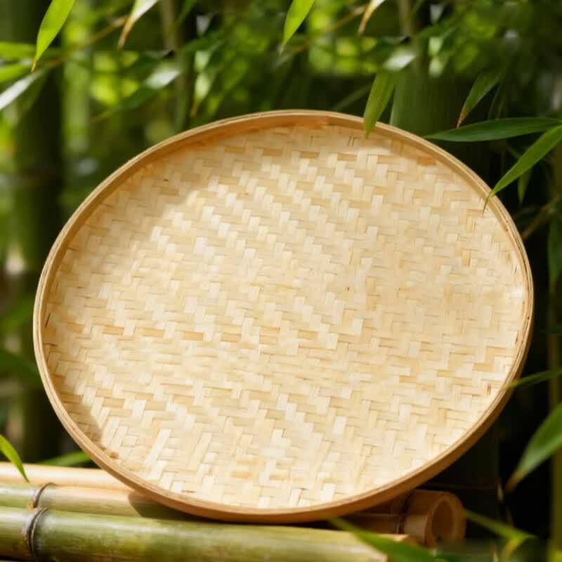 Handcrafted Bamboo Woven Decorative Tray
