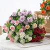 Artificial Eucalyptus Leaves & Silk Roses Bouquet, Fake Flowers for Vase, Home Outdoor Garden Festival Wedding Party Table Decor