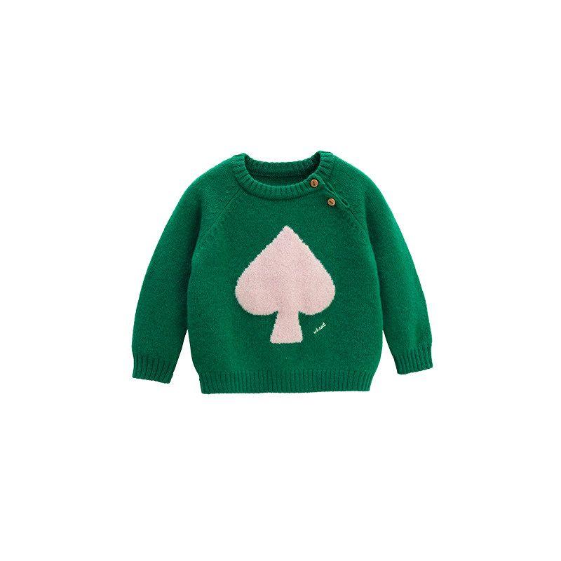 Whitewheat Boys 2025 Autumn and Winter New Sweater Girls Pure Wool Knitwear Kidsren s Winter Tops Green 80