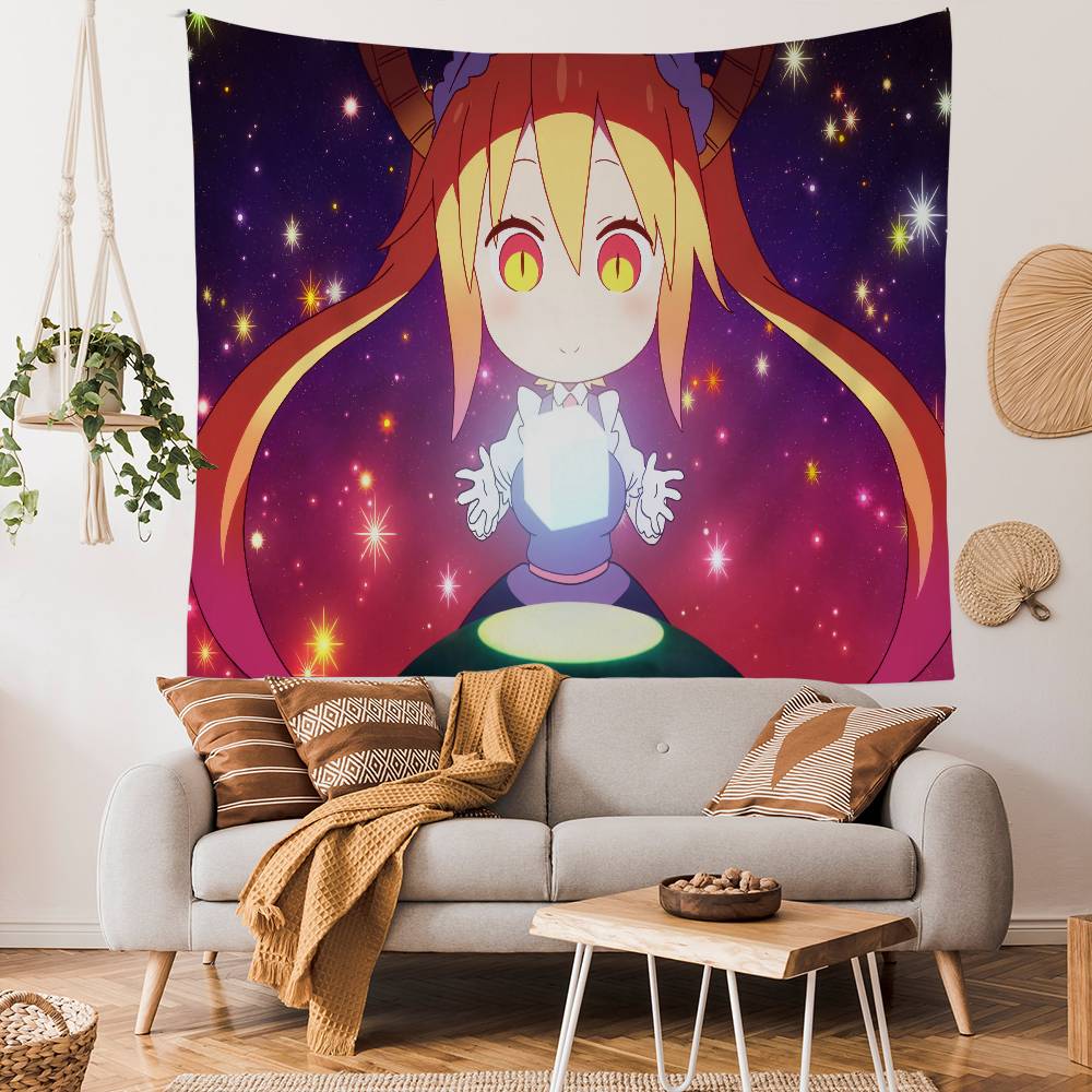 Miss Kobayashi Dragon Maid Anmie Cartoon Tapestry Art Science Fiction Room Home Decor Wall Hanging Sheets