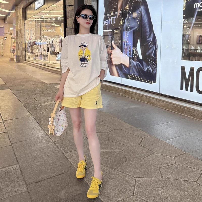 

Korean Lazy Style Summer Set: Sweet Thin Long Sleeve Top & High Waist Wide-Leg Shorts for Women Medium