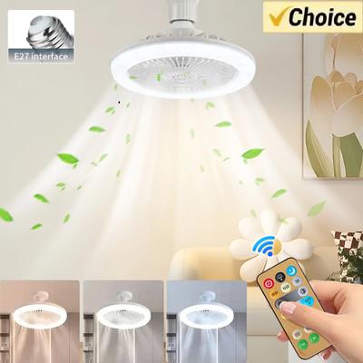 Three-speed 2-in-1 Mode LED Fan Light With Remote Control E27 AC85-265V Lighting Base For Bedroom Living Room Light Fan Ceiling