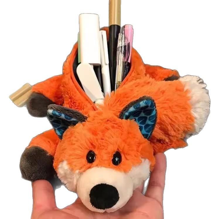 Cute Fox Pencil Case With Plush Material For Kids And Students