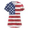 Women's Short Sleeve Independence Day Printed V-Neck Pocket Workwear Top