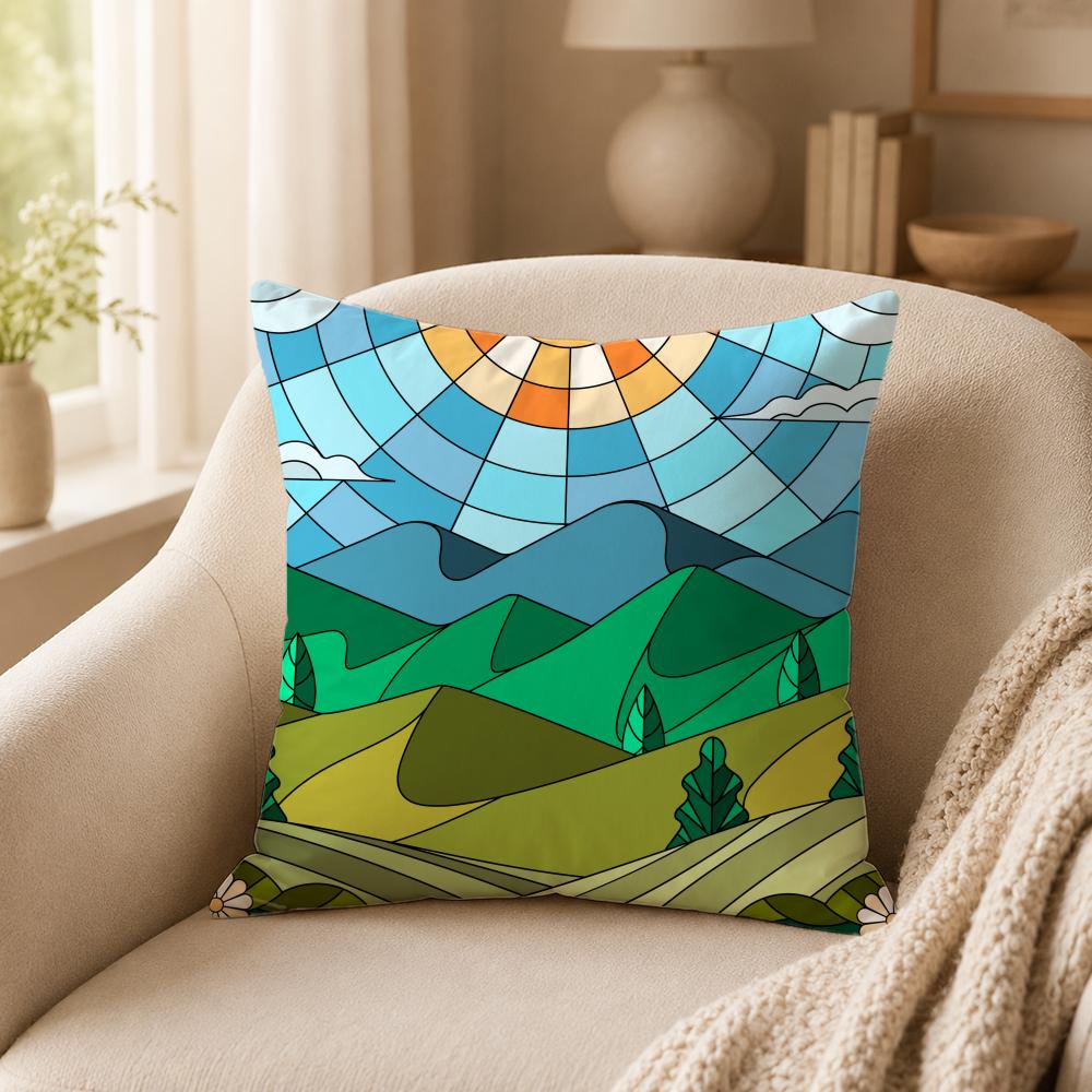 Art G-Geometric LandscapeS Cushion Cover Double-Sided Printed Pillow Cover Hypoallergenic Dust-Mite Proof