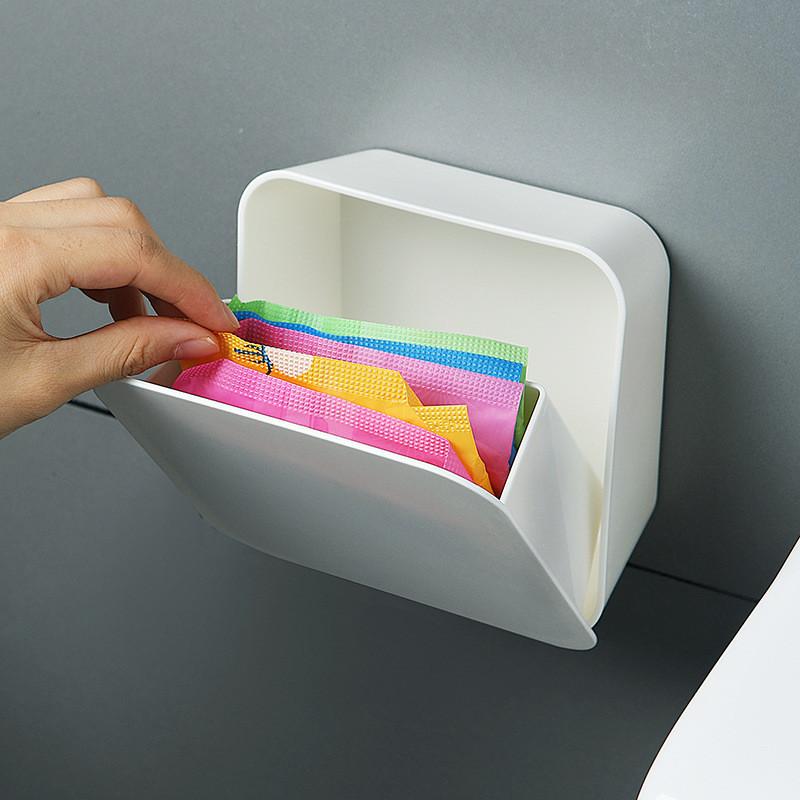 Scatola portaoggetti da parete in plastica ABS con coperchio per bagno, cucina, camera da letto, organizer