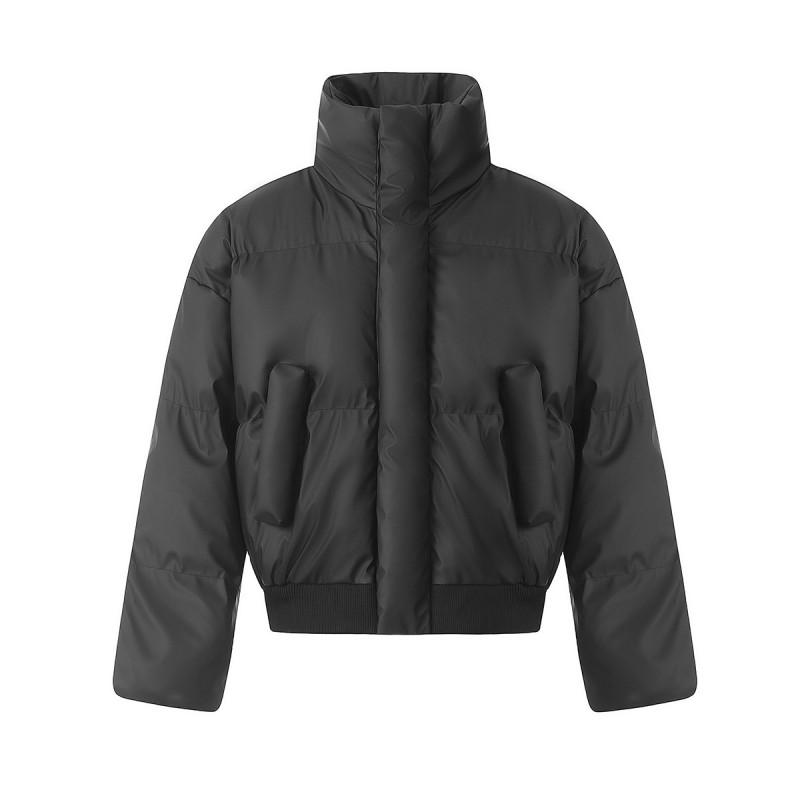 Winter Warm Puffer Jacket Stand Collar Cotton Coat Short Streetwear Vintage Thick Men Women