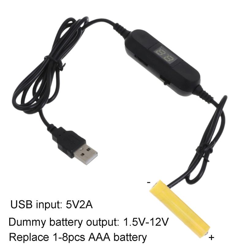 1.2M USB to 1.5V-12V LR03 AAA Battery Eliminator for Clock Remote Thermometer Hygrometer Calculator Electric Toy LED