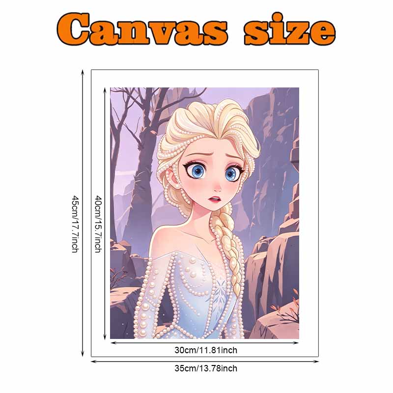 Disney Pearl Painting Frozen Elsa Portrait for Beginners and Adults, DIY Pearl Diamond Art Painting Kit for Home Wall Decor Gifts