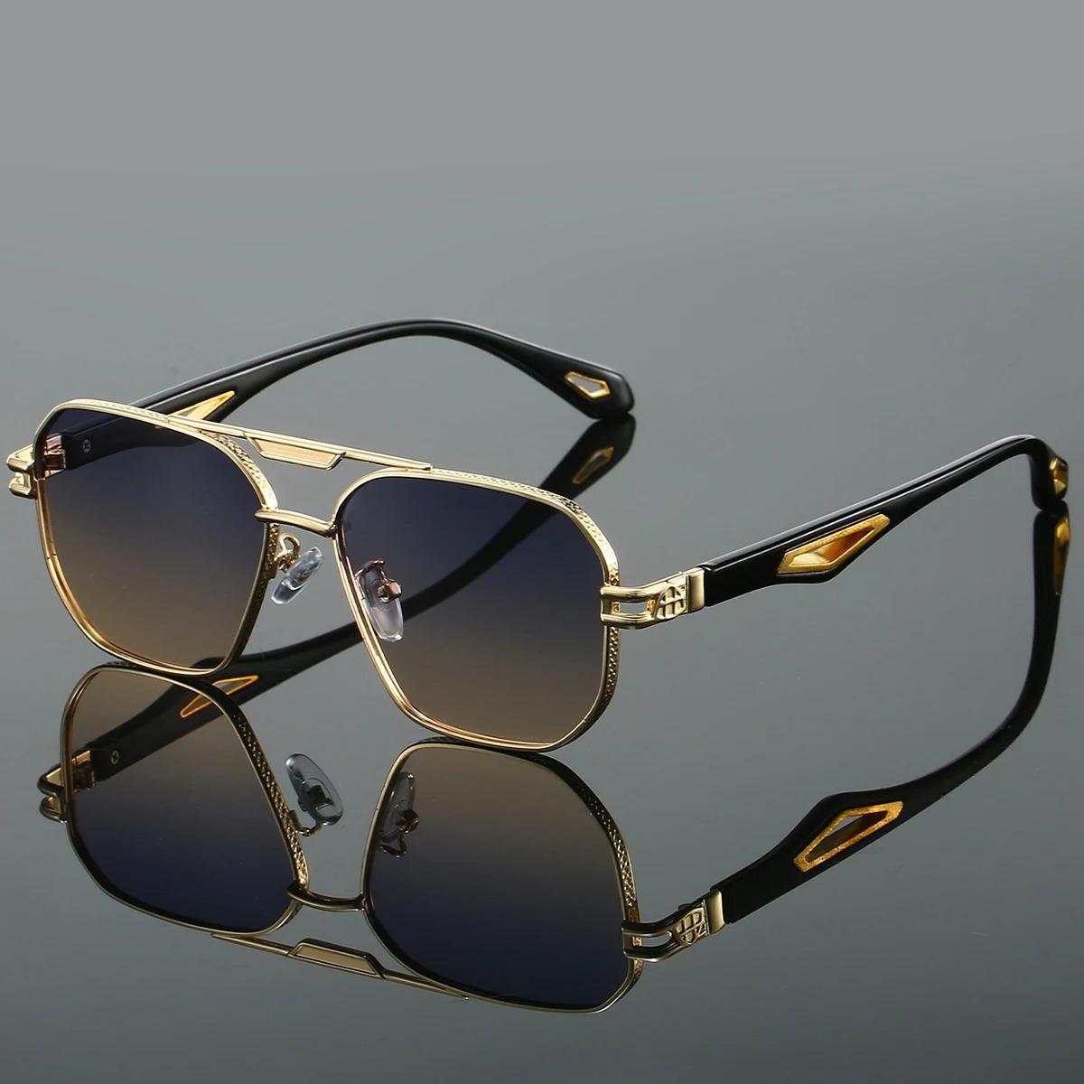 

Vintage Square Sunglasses Men Gradient Multi-color Casual Shades Women Trendy Double Bridge Luxury Design Sun Glasses
