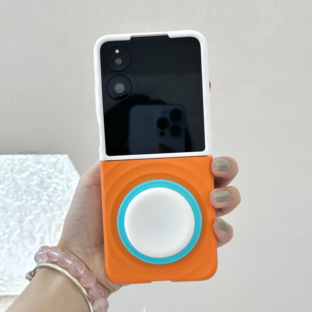 For Xiaomi Mix Flip and Mix Flip 2 Case Magsafe Ripple Pattern Contrast Color Block Foldable Matte Anti-Slip Grip Cover