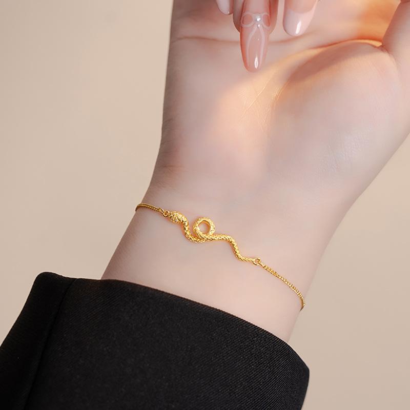 Gold Color Snake Bracelet Female Niche Design Sense Birthday Year Zodiac Entwining Amulet Animal Party Jewelry for Girlfriend