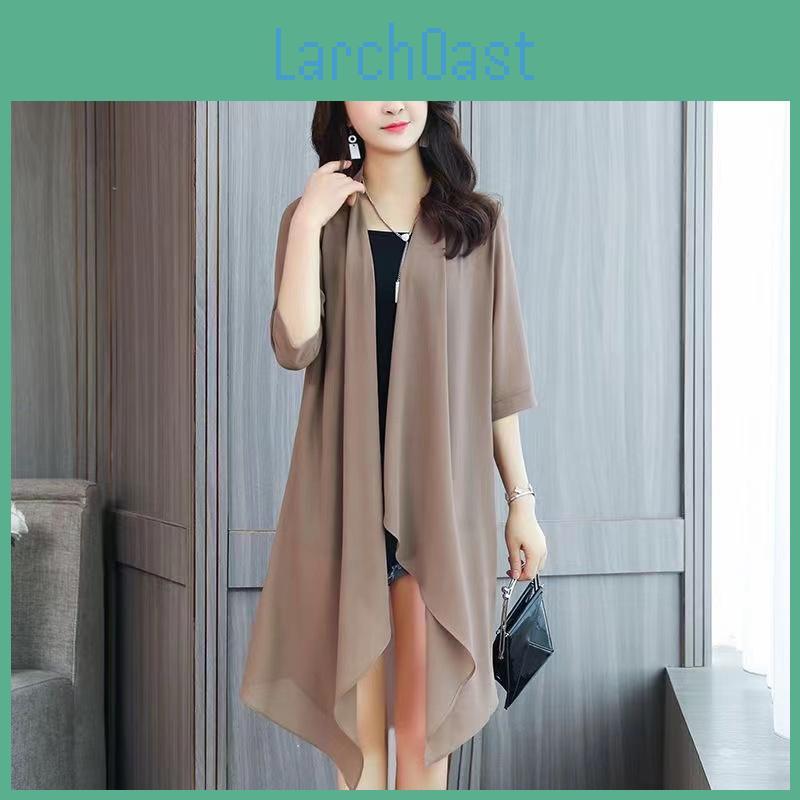 Medium Shirt Summer Length Chiffon Ultrathin Coat Sun Protection Suit Solid Color Shawl Cardigan