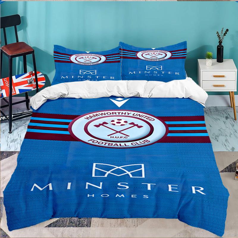 3PCS Football Club Ham-worthy Homes Bedding set,Ideal For1pc Duvet Cover And 2pcs Pillowcases Perfect for Christmas,Ideal for Bedroom, Dormitory