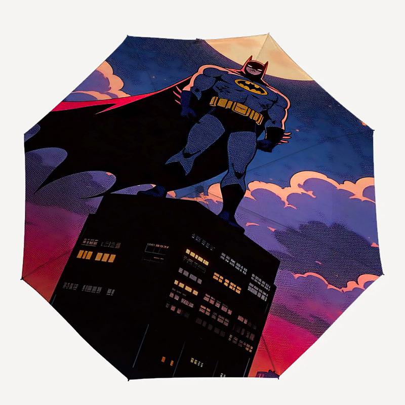 1pc Batman, Cityscape Automatic Folding Umbrella - Compact 8-Rib Design, Durable Plastic & Iron1114L