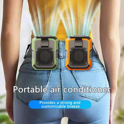 Strong Airflow Cooling Fan with 3 Speed Settings Rechargeable Portable Wearable Personal Waist Clip Fan with Light for Outdoor