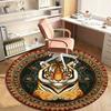 Tiger Mandala Animal Print Round Crystal Velvet Rug Oriental Pattern Decorative Floor Mat for Living Room Bedroom Home Decor Art