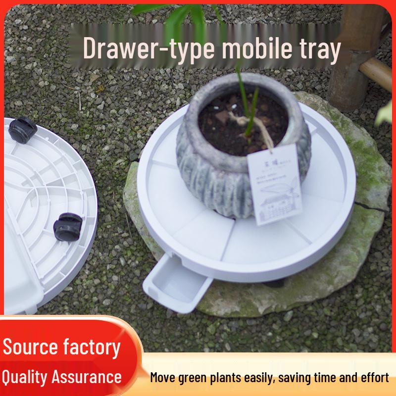 Heavy-Duty Tempered Wheel Bearing Flower Pot Tray with Universal Wheels