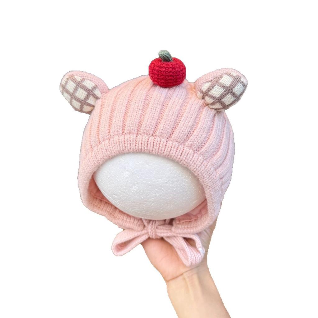Knitted wool winter going out hat ear protection baby hat infant hat foreign style autumn and winter thickening baby warm
