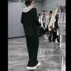 Plus Size Lazy Style Fake Two-piece Hooded Sweater Suit Women's Autumn and Winter Wide-leg Pants Two-piece Suit