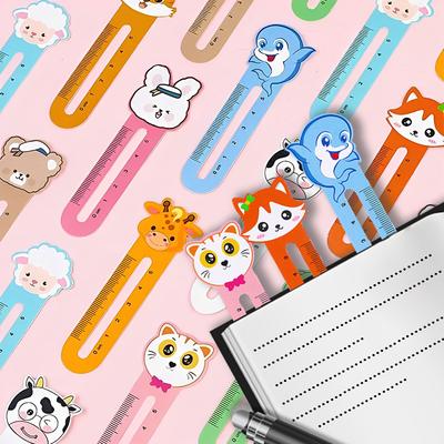20/100pcs Cartoon Animal Themed Ruler Bookmark Office Study Book Index Multi-functional Paper Stationery Practical Gift XJM
