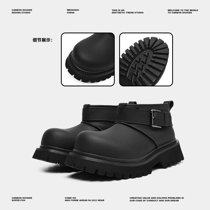 Mickey Big Head Men's Shoes Winter New Velvet Thickened Cold-proof Thick-soled Couple Outdoor Trend Derby Shoes