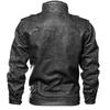 PU Leather Men's Large Size Autumn and Winter Jacket Casual Washed Leather Jacket Stand Collar Jacket Motorcycle Clothing