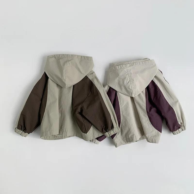 Frühling Kinder Patchwork Kapuzenmantel Jungen Mädchen Langarm Freizeitjacke Baby Locker Reißverschlussmantel Kinderkleidung