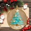 Yousheng 2/4Pcs Christmas Tree Ornament Round Shape Handmade Beach Decoration with Starfish Shell Decor Car Hanging Decoration
