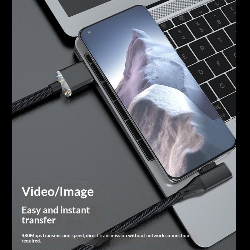 120W Super Fast Charging Cord Type C To Type C 90 Degree Elbow Cable 0.25/1/1.5/2M Length Usb C Quick Charge Phone Cables