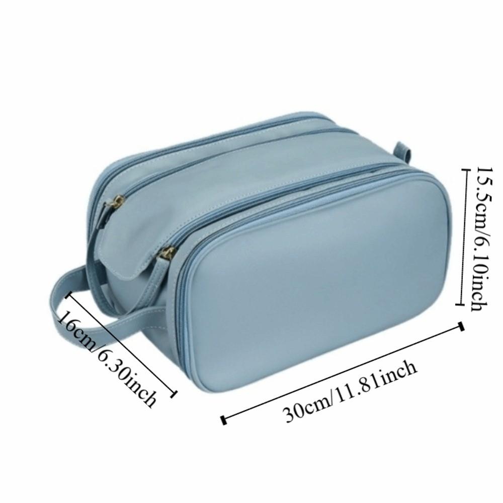 Double Zipper Multifunctional Makeup Bag Large Capacity Cosmetic Handbag  For Women
