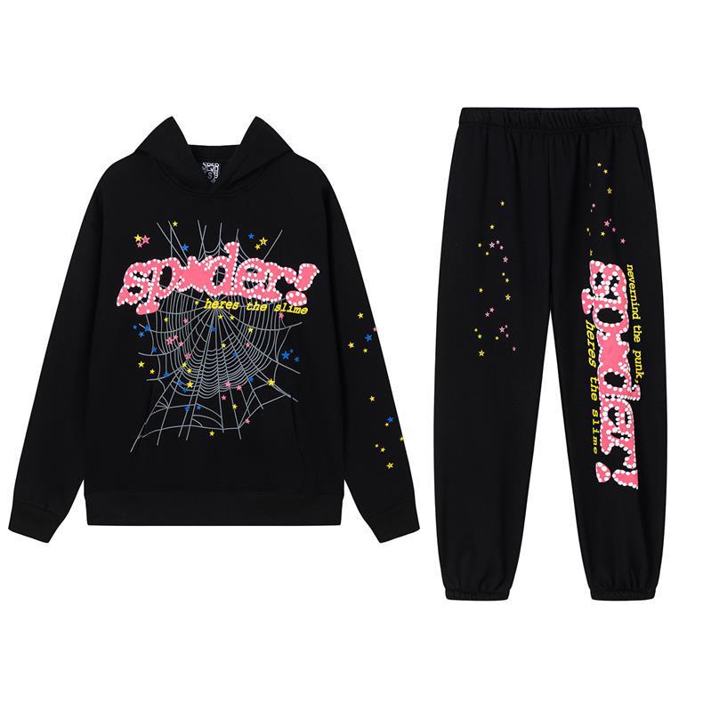 American SP5DER Spider Web Hoodie & Young Thub Trousers Sports Set for Men & Women