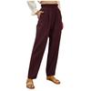 Women's Solid Color High Waist Cotton And Hemp Loose Pocket Leisure Time Trouser