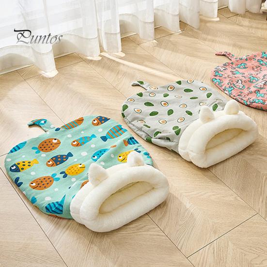 Winter Cat Sleeping Bag Cozy Semi-Enclosed Pet Sack for Indoor Cats 360-degree Wrap Self-warm Plush Cat Bed for Small Pets